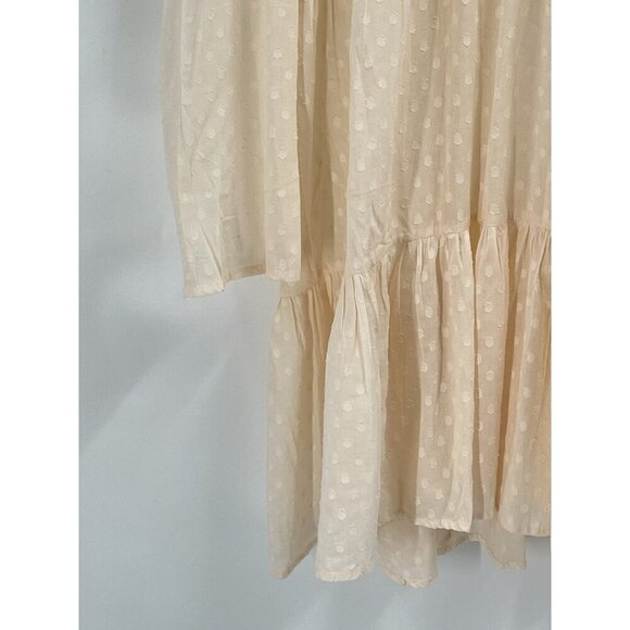 Emerson Fry India Collection Layla Dress Cream Swiss Dot Long Sleeve Sz L NWT - Picture 2 of 7